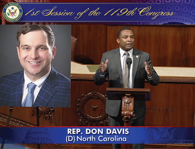 Congressman Davis recognizes Trey Cash for NCEDA Award